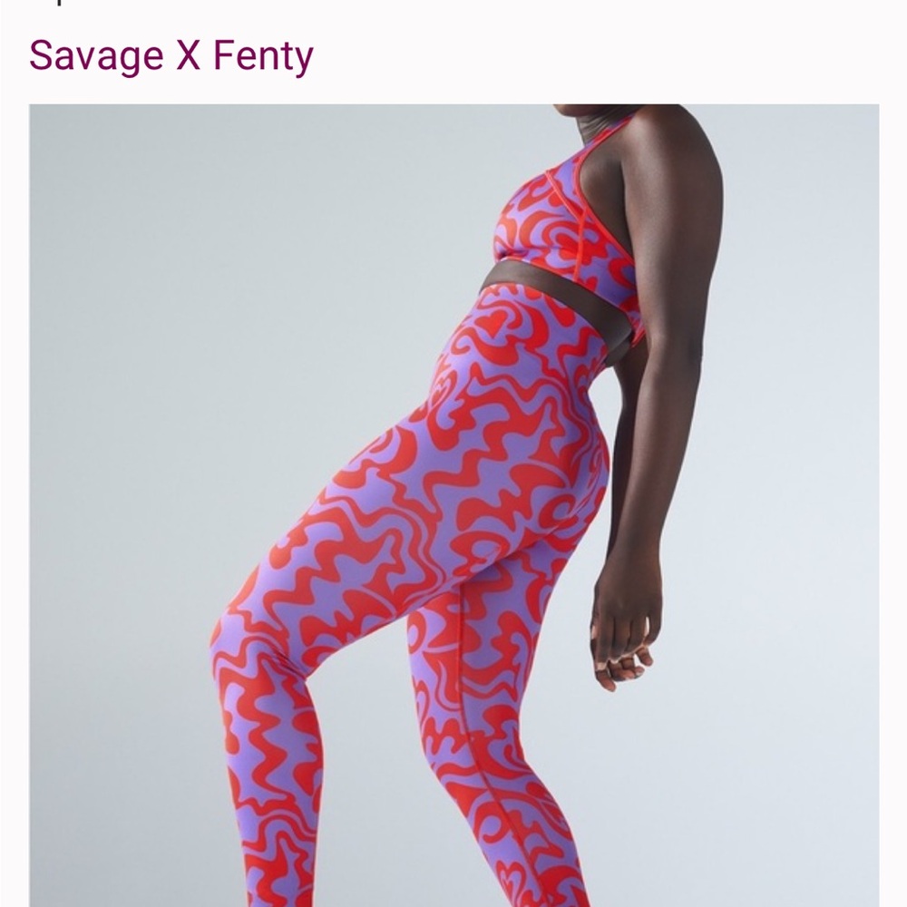Savage X Fenty Red and Purple Heart Activewear Set valentines drop size 18/20 - Picture 2 of 11